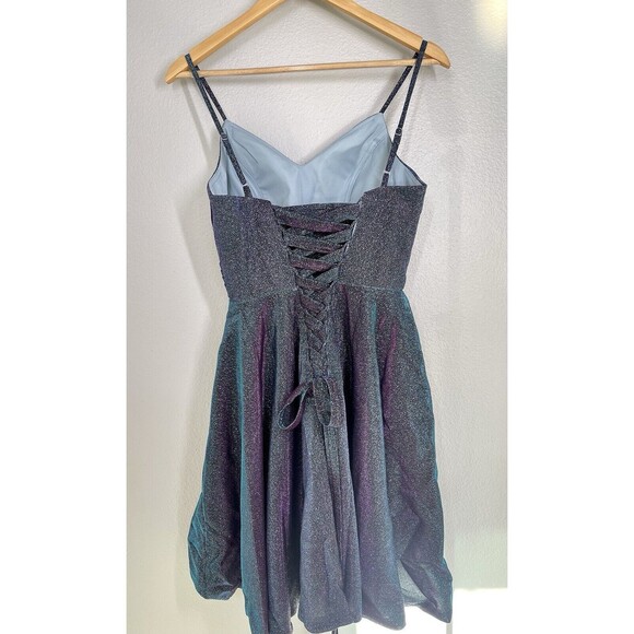 NWOT Sparkle Homecoming Prom Formal Dress Sz 2 Adjustable Purple Blue Iridescent - Picture 8 of 16